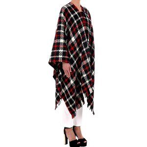 MOSCHINO Boutique Tartan Wool Cape Poncho Blanket Wrap Oversized Scarf OS